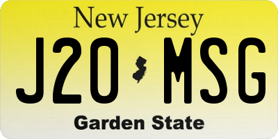 NJ license plate J20MSG