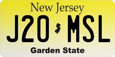 NJ license plate J20MSL