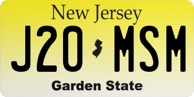 NJ license plate J20MSM