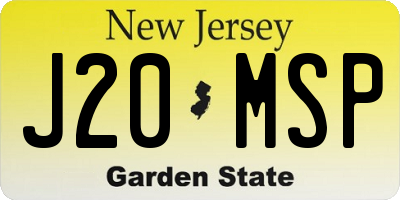 NJ license plate J20MSP