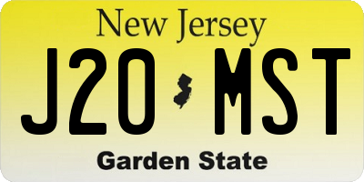 NJ license plate J20MST
