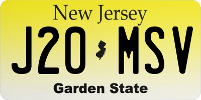 NJ license plate J20MSV