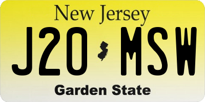 NJ license plate J20MSW