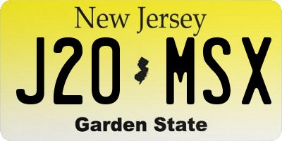 NJ license plate J20MSX