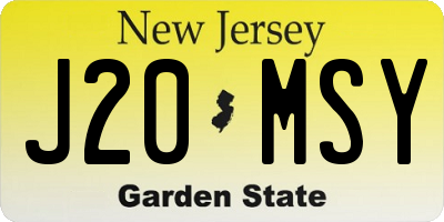 NJ license plate J20MSY