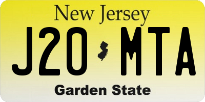 NJ license plate J20MTA