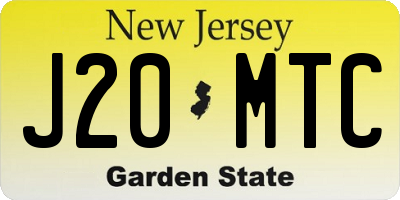 NJ license plate J20MTC