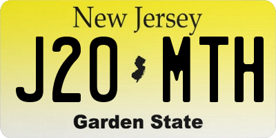 NJ license plate J20MTH