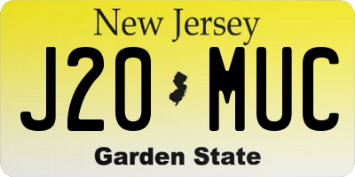 NJ license plate J20MUC
