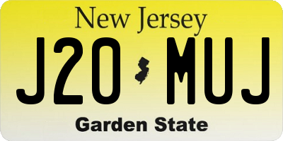 NJ license plate J20MUJ