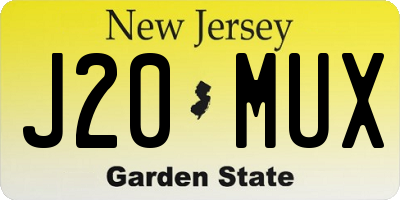 NJ license plate J20MUX