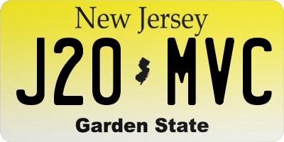 NJ license plate J20MVC