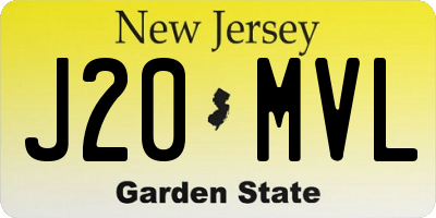 NJ license plate J20MVL