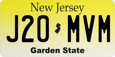 NJ license plate J20MVM