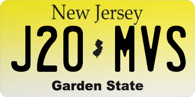 NJ license plate J20MVS