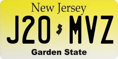 NJ license plate J20MVZ