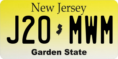NJ license plate J20MWM