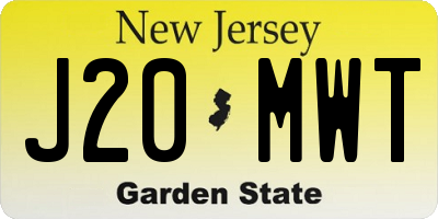 NJ license plate J20MWT
