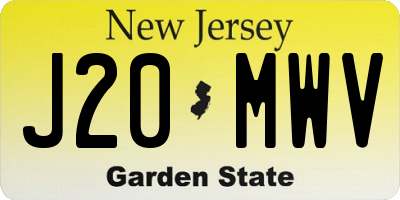 NJ license plate J20MWV