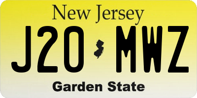 NJ license plate J20MWZ