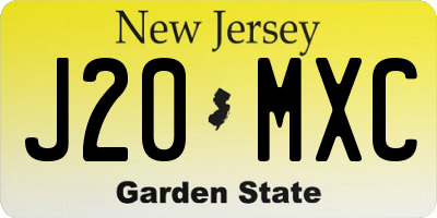 NJ license plate J20MXC