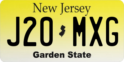 NJ license plate J20MXG