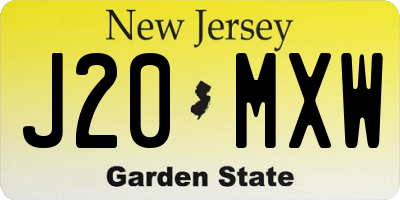 NJ license plate J20MXW