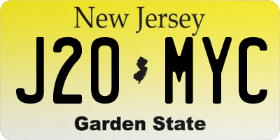 NJ license plate J20MYC