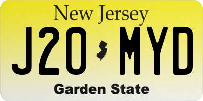 NJ license plate J20MYD