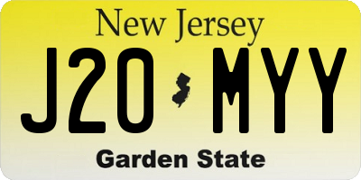 NJ license plate J20MYY