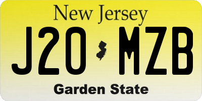 NJ license plate J20MZB