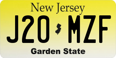 NJ license plate J20MZF