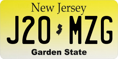 NJ license plate J20MZG