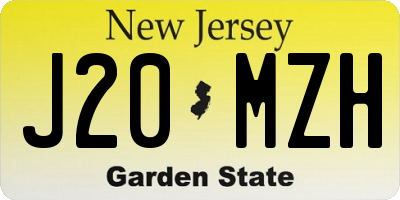 NJ license plate J20MZH
