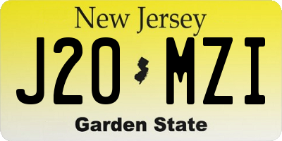 NJ license plate J20MZI