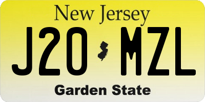 NJ license plate J20MZL