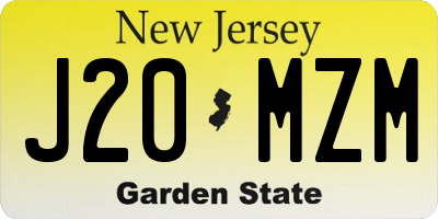 NJ license plate J20MZM