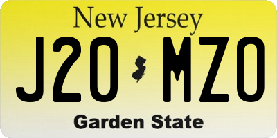 NJ license plate J20MZO