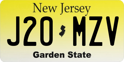 NJ license plate J20MZV