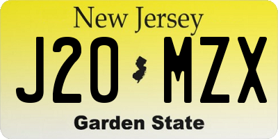 NJ license plate J20MZX