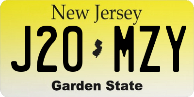 NJ license plate J20MZY
