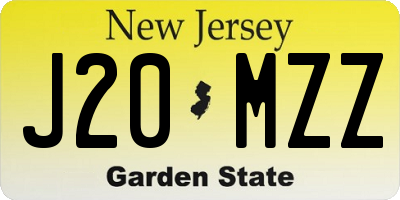 NJ license plate J20MZZ
