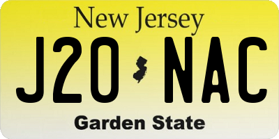 NJ license plate J20NAC