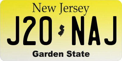 NJ license plate J20NAJ