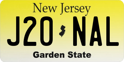NJ license plate J20NAL