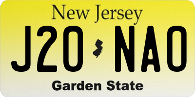 NJ license plate J20NAO