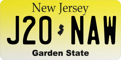 NJ license plate J20NAW