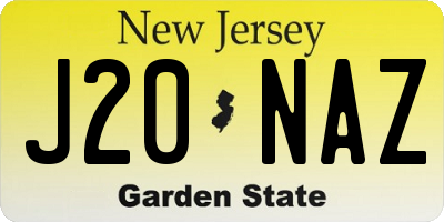 NJ license plate J20NAZ