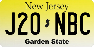 NJ license plate J20NBC