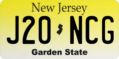 NJ license plate J20NCG